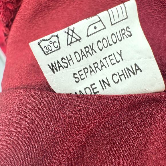 Xingchenkaiyi Red Lace Sheath Dress Womens XL 3/4 Sleeve Ruffle Hem Boat Neck - Picture 8 of 8